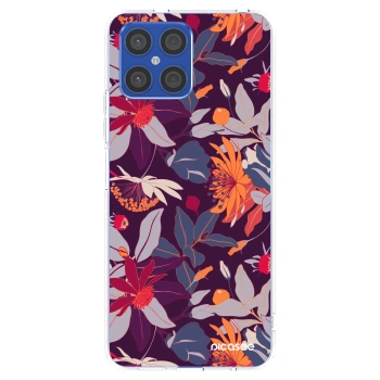 Picasee silikonski prozorni ovitek za Honor X8 4G - Purple Leaf