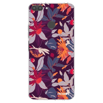 Picasee silikonski prozorni ovitek za Huawei P Smart - Purple Leaf