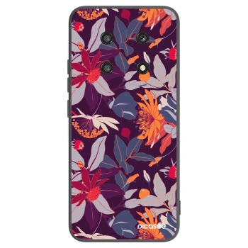 Picasee silikonski črni ovitek za Honor Magic4 Lite 5G - Purple Leaf
