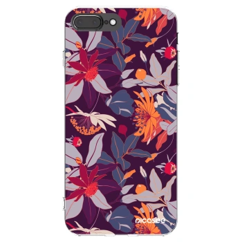 Picasee silikonski prozorni ovitek za Apple iPhone 8 Plus - Purple Leaf