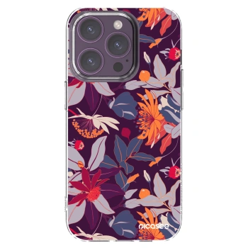 Picasee silikonski prozorni ovitek za Apple iPhone 14 Pro - Purple Leaf