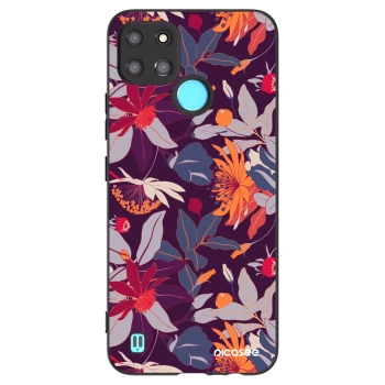 Picasee silikonski črni ovitek za Realme C21Y - Purple Leaf