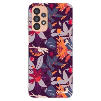 Picasee silikonski prozorni ovitek za Samsung Galaxy A23 A236B 5G - Purple Leaf