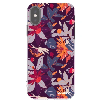 Picasee silikonski prozorni ovitek za Apple iPhone X/XS - Purple Leaf