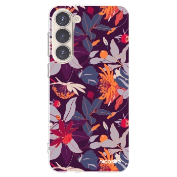 Picasee silikonski prozorni ovitek za Samsung Galaxy S23+ 5G - Purple Leaf