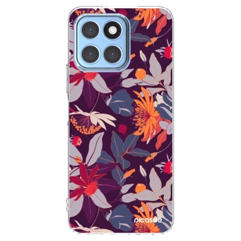 Picasee silikonski prozorni ovitek za Honor X8 5G - Purple Leaf