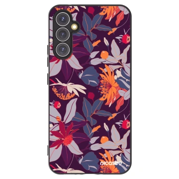 Picasee silikonski črni ovitek za Samsung Galaxy A34 5G A346B - Purple Leaf