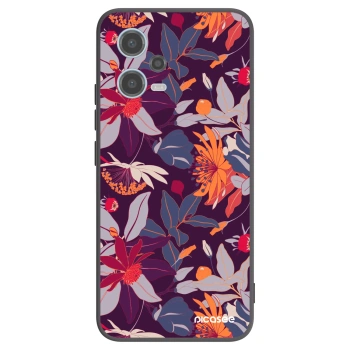 Picasee silikonski črni ovitek za Xiaomi Redmi Note 12 5G - Purple Leaf
