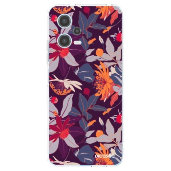 Picasee silikonski prozorni ovitek za Xiaomi Redmi Note 12 5G - Purple Leaf