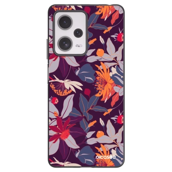 Picasee silikonski črni ovitek za Xiaomi Redmi Note 12 Pro+ 5G - Purple Leaf