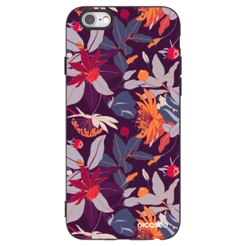 Picasee silikonski črni ovitek za Apple iPhone 6/6S - Purple Leaf