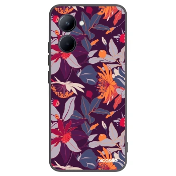 Picasee silikonski črni ovitek za Realme C33 (2023) - Purple Leaf
