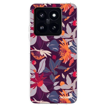 Picasee silikonski prozorni ovitek za Xiaomi 14 Pro - Purple Leaf