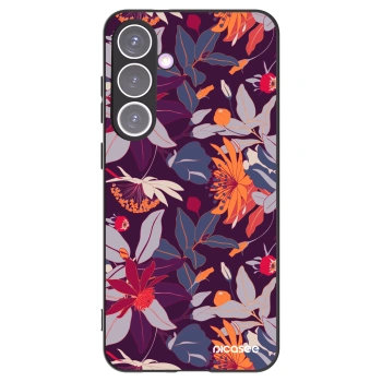 Picasee silikonski črni ovitek za Samsung Galaxy S24+ S926B 5G - Purple Leaf