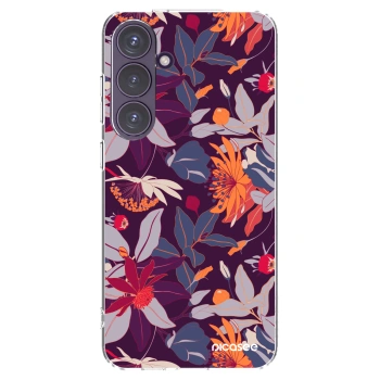 Picasee silikonski prozorni ovitek za Samsung Galaxy S24+ S926B 5G - Purple Leaf