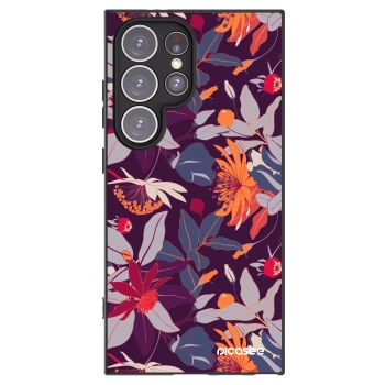 Picasee silikonski črni ovitek za Samsung Galaxy S24 Ultra S928B 5G - Purple Leaf