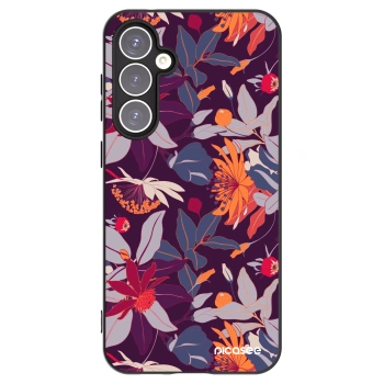 Picasee silikonski črni ovitek za Samsung Galaxy S23 FE S711B - Purple Leaf