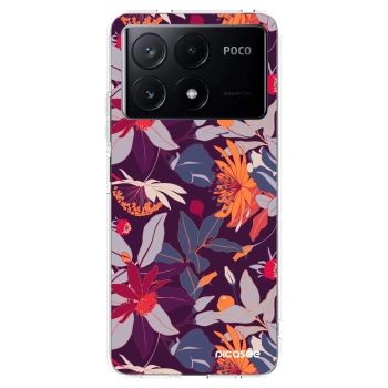 Picasee silikonski prozorni ovitek za Xiaomi Poco X6 Pro - Purple Leaf
