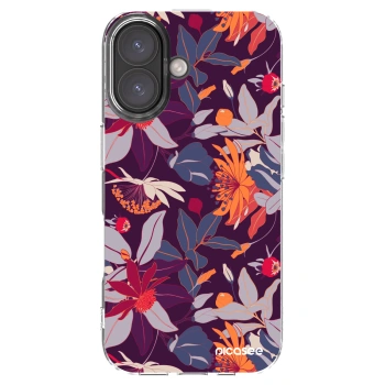 Picasee silikonski prozorni ovitek za Apple iPhone 16 - Purple Leaf