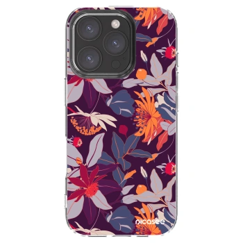 Picasee silikonski prozorni ovitek za Apple iPhone 16 Pro - Purple Leaf