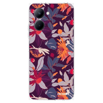 Picasee silikonski prozorni ovitek za Realme C33 (2023) - Purple Leaf