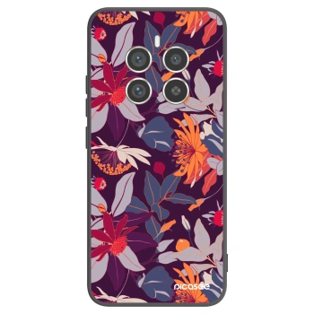 Picasee silikonski črni ovitek za Realme 12 Pro 5G - Purple Leaf
