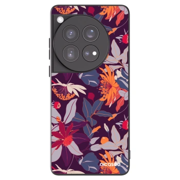 Picasee silikonski črni ovitek za OnePlus 12 5G - Purple Leaf