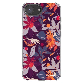 Picasee silikonski prozorni ovitek za Apple iPhone 16e - Purple Leaf