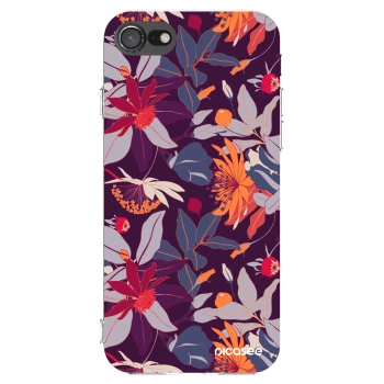 Picasee silikonski prozorni ovitek za Apple iPhone 7 - Purple Leaf