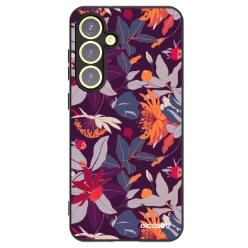 Picasee silikonski črni ovitek za Samsung Galaxy S24 FE S721B - Purple Leaf