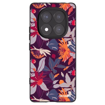 Picasee silikonski črni ovitek za Xiaomi Redmi Note 14 Pro 5G - Purple Leaf