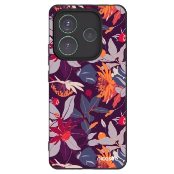Picasee silikonski črni ovitek za Xiaomi Redmi Note 14 5G - Purple Leaf