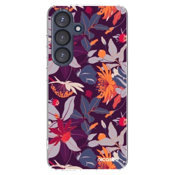 Picasee silikonski prozorni ovitek za Samsung Galaxy S25 5G - Purple Leaf