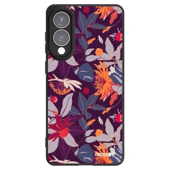 Picasee silikonski črni ovitek za Samsung Galaxy S25 Edge 5G - Purple Leaf