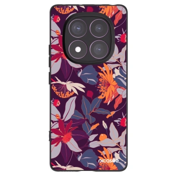 Picasee silikonski črni ovitek za Xiaomi Redmi Note 14 Pro 4G - Purple Leaf