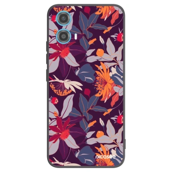 Picasee silikonski črni ovitek za Motorola Moto G34 5G - Purple Leaf