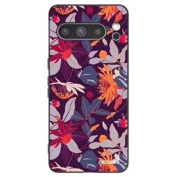 Picasee silikonski črni ovitek za Google Pixel 8 Pro - Purple Leaf