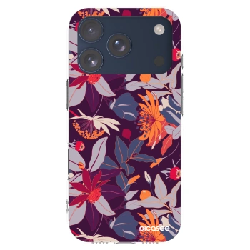 Picasee silikonski prozorni ovitek za Apple iPhone 17 Pro - Purple Leaf