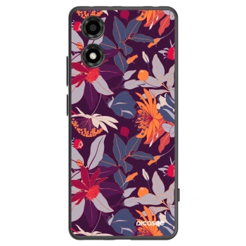 Picasee silikonski črni ovitek za Motorola Moto E14 - Purple Leaf