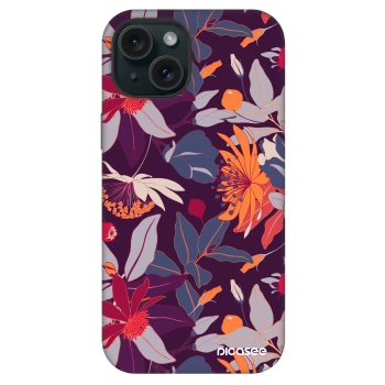 Picasee Fashion Case MagSafe za Apple iPhone 15 - Purple Leaf