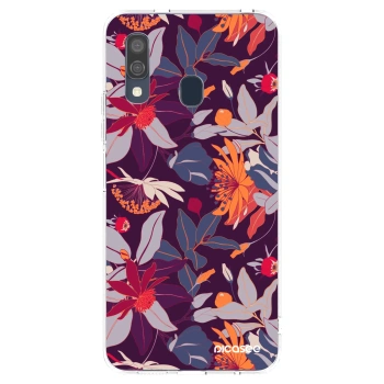 Picasee silikonski prozorni ovitek za Samsung Galaxy A40 A405F - Purple Leaf