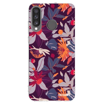 Picasee silikonski prozorni ovitek za Huawei P30 Lite - Purple Leaf