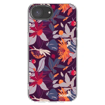 Picasee silikonski prozorni ovitek za Apple iPhone 17e - Purple Leaf