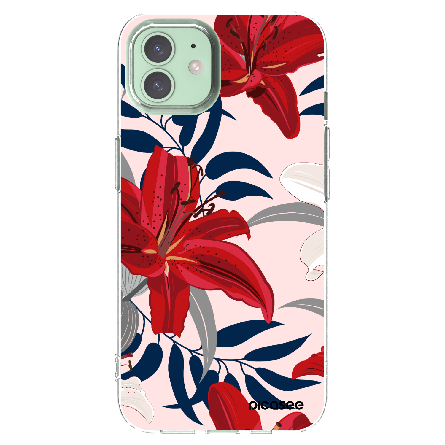 Picasee silikonski prozorni ovitek za Apple iPhone 12 - Red Lily