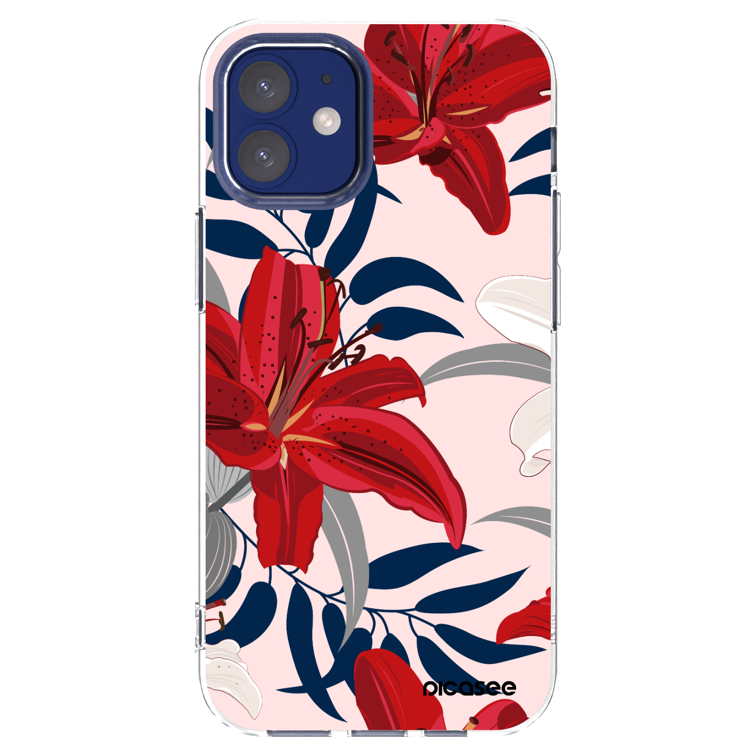 Picasee silikonski prozorni ovitek za Apple iPhone 12 mini - Red Lily