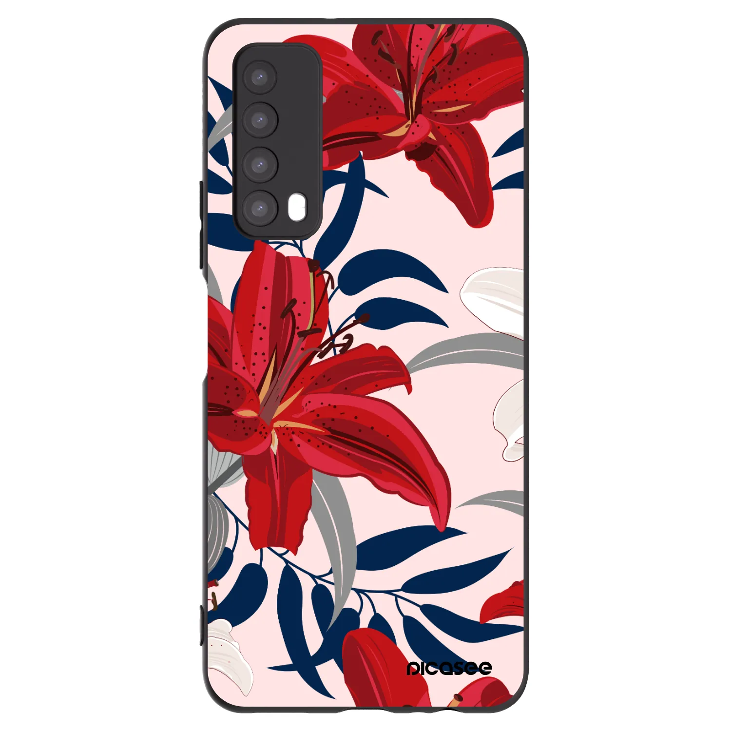 Picasee silikonski črni ovitek za Huawei P Smart 2021 - Red Lily