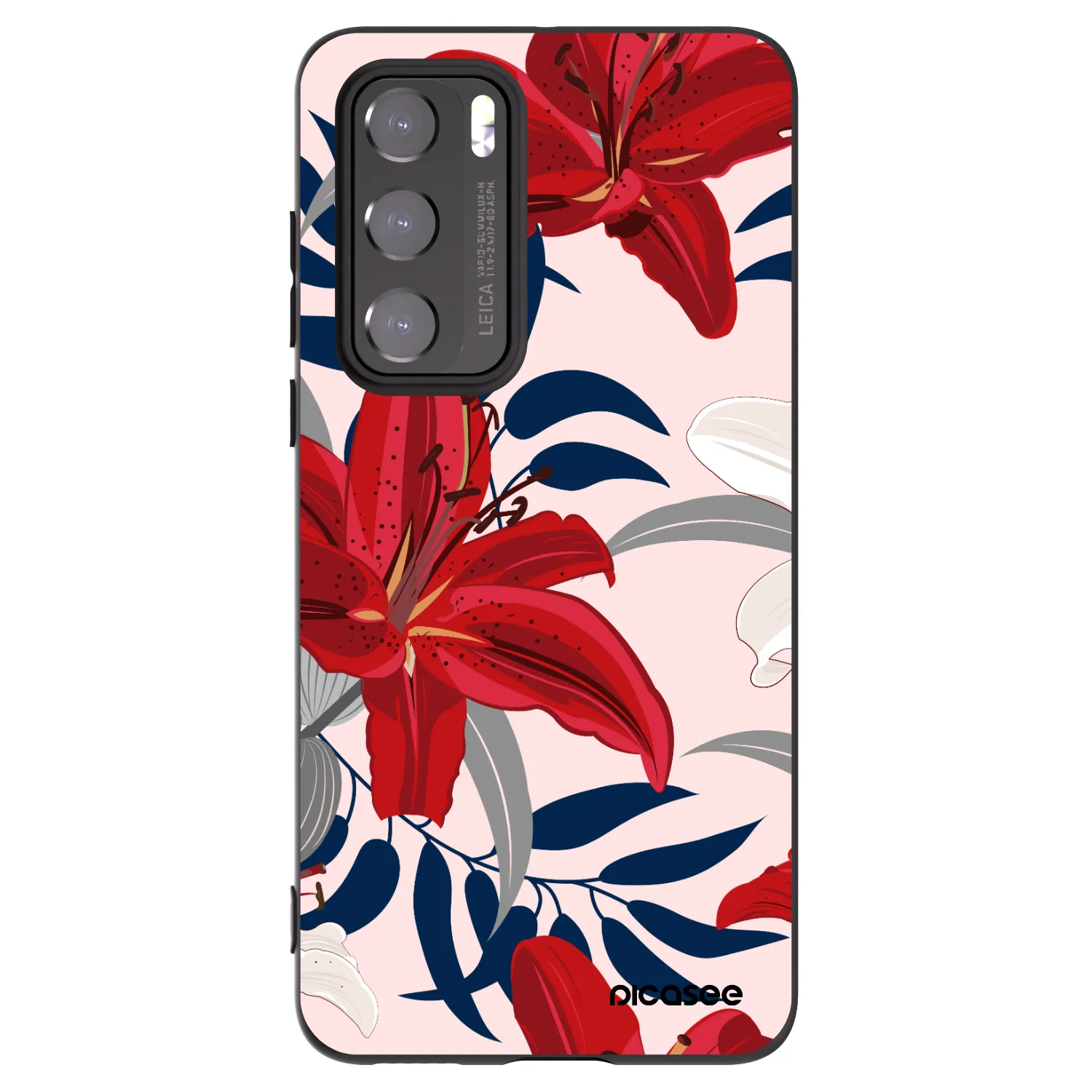 Picasee silikonski črni ovitek za Huawei P40 - Red Lily
