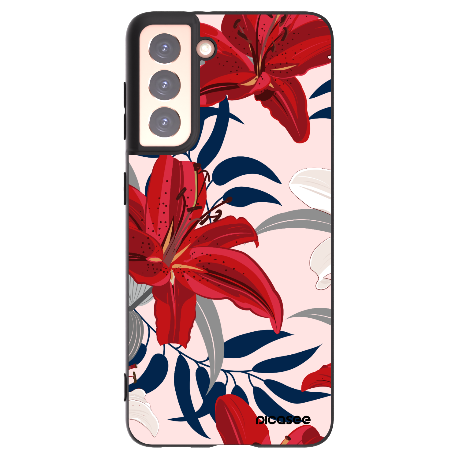 Picasee silikonski črni ovitek za Samsung Galaxy S21 5G G991B - Red Lily