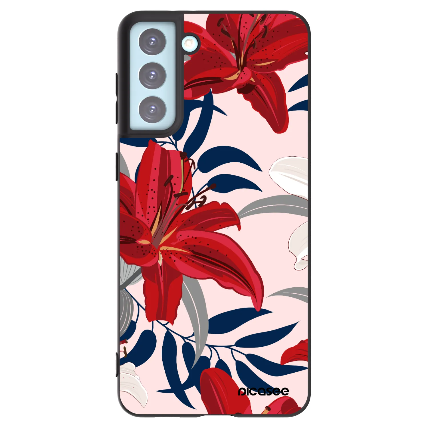 Picasee silikonski črni ovitek za Samsung Galaxy S21+ 5G G996F - Red Lily