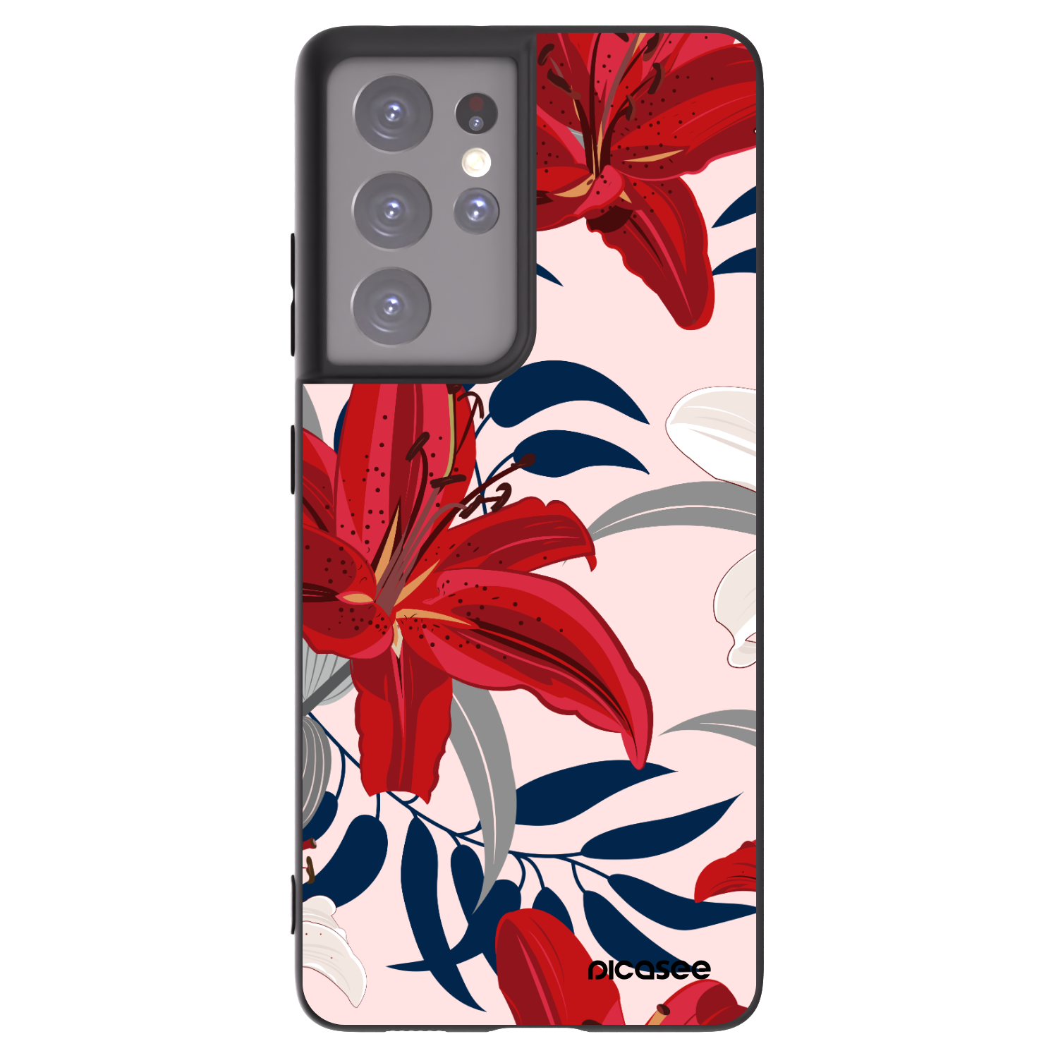 Picasee silikonski črni ovitek za Samsung Galaxy S21 Ultra 5G G998B - Red Lily